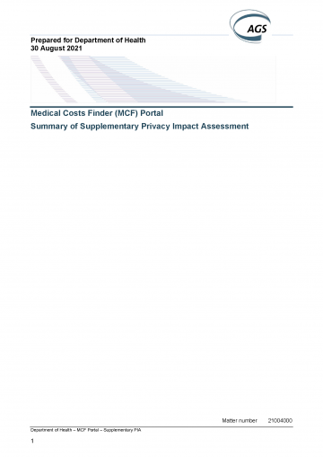 Supplementary Privacy Impact Assessment – summary